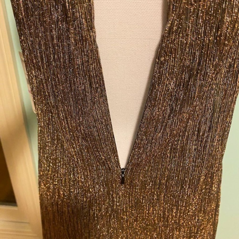 Laundry by Shelli Segal Gold Silver‎ Shift Dress, Size 6, NWT, FLAWLESS - Picture 14 of 16